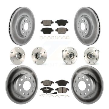 Front Rear Hub Bearings Coated Disc Brake Rotors And Pads Kit (10Pc) For Volkswagen GTI KBB-112086