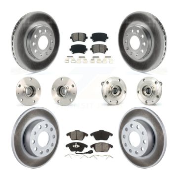 Front Rear Hub Bearing Coated Disc Brake Rotors And Pads Kit (10Pc) For Volkswagen Rabbit KBB-112087