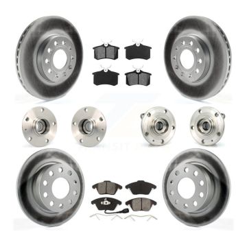 Front Rear Hub Bearing Coated Disc Brake Rotors And Pads Kit (10Pc) For Volkswagen Beetle KBB-112090