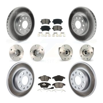 Front Rear Hub Bearing Coated Disc Brake Rotors And Pads Kit (10Pc) For Volkswagen Rabbit KBB-112097