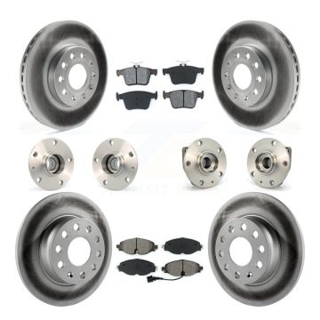 Front Rear Hub Bearing Coated Brake Rotor Pads Kit (10Pc) For 2015-2019 Volkswagen e-Golf KBB-112098