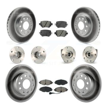 Front Rear Hub Bearing Coated Brake Rotor & Pad Kit (10Pc) For Volkswagen Golf SportWagen KBB-112099