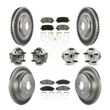 Front Rear Hub Bearing Coated Brake Rotor & Pads Kit (10Pc) For Honda Pilot Acura MDX ZDX KBB-112100