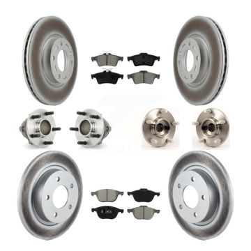 Front Rear Hub Bearing Coat Brake Rotor Pads Kit (10Pc) For Mazda 3 2.3L with 4-Wheel ABS KBB-112101
