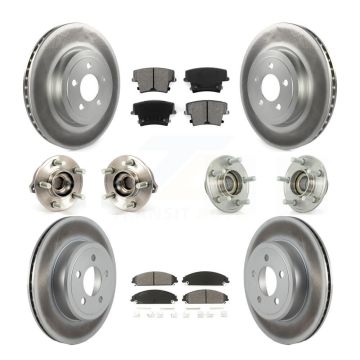 Front Rear Hub Bearing Coat Brake Rotor Pads Kit (10Pc) For Chrysler 300 Dodge Challenger KBB-112118