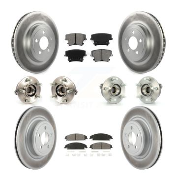 Front Rear Hub Bearing Coated Brake Rotor Pads Kit (10Pc) For Dodge Charger AWD with 5.7L KBB-112126