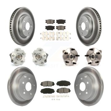 Front Rear Hub Bearings Coated Disc Brake Rotors And Pads Kit (10Pc) For Toyota RAV4 KBB-112134