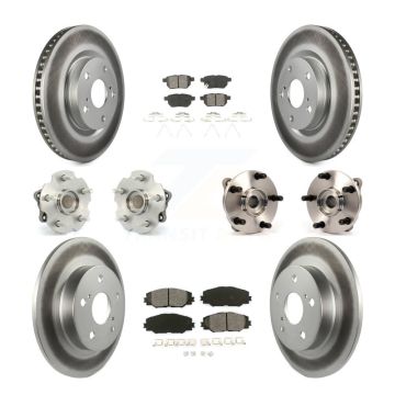 Front Rear Hub Bearing Assembly Coated Disc Brake Rotors And Pads Kit (10Pc) For Scion tC KBB-112136