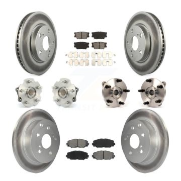 Front Rear Hub Bearing Coated Brake Rotor And Pad Kit (10Pc) For Toyota RAV4 Lexus HS250h KBB-112137