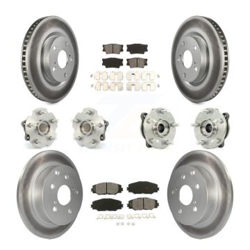 Front Rear Hub Bearings Coated Disc Brake Rotors And Pads Kit (10Pc) For Toyota RAV4 KBB-112138