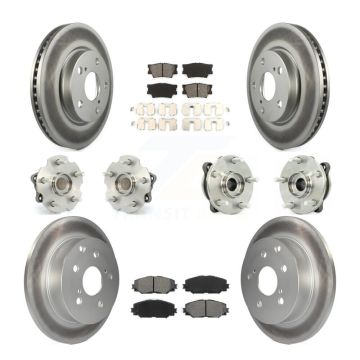 Front Rear Hub Bearing Coat Brake Rotor Pads Kit (10Pc) For 13-18 Toyota RAV4 LE with FWD KBB-112140