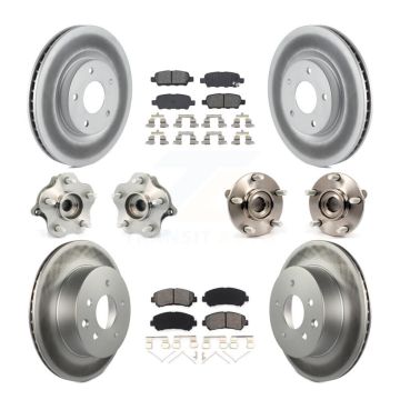 Front Rear Hub Bearing Coated Brake Rotor & Pad Kit (10Pc) For 2008-2013 Nissan Rogue AWD KBB-112141