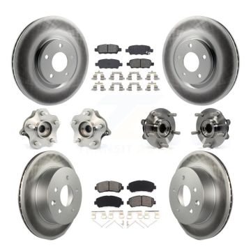 Front Rear Hub Bearing Coat Brake Rotor Pads Kit (10Pc) For Nissan Juke Nismo RS with AWD KBB-112142