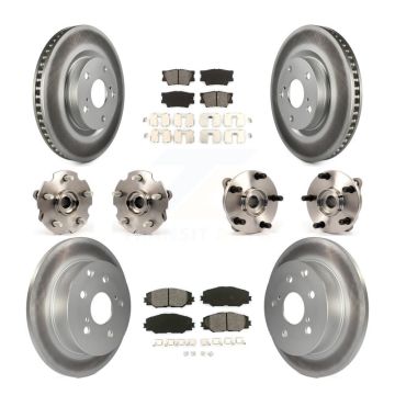 Front Rear Hub Bearings Coated Disc Brake Rotors And Pads Kit (10Pc) For Toyota RAV4 KBB-112144