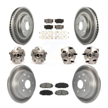 Front Rear Hub Bearings Coated Disc Brake Rotors And Pads Kit (10Pc) For Toyota RAV4 KBB-112145