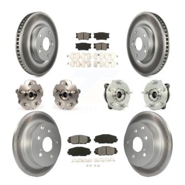 Front Rear Hub Bearings Coated Disc Brake Rotors And Pads Kit (10Pc) For Toyota RAV4 KBB-112146