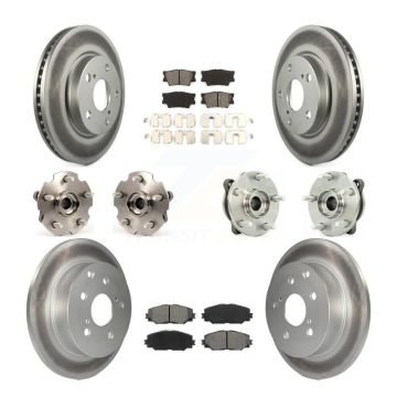 Front Rear Hub Bearing Coat Brake Rotor Pads Kit (10Pc) For 13-18 Toyota RAV4 LE with AWD KBB-112147