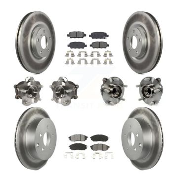 Front Rear Hub Bearing Coated Brake Rotor Pads Kit (10Pc) For 2015-2017 INFINITI QX70 RWD KBB-112149