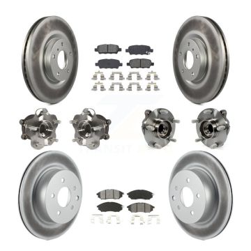 Front Rear Hub Bearing Coated Brake Rotor Pads Kit (10Pc) For INFINITI EX35 QX50 EX37 G25 KBB-112150