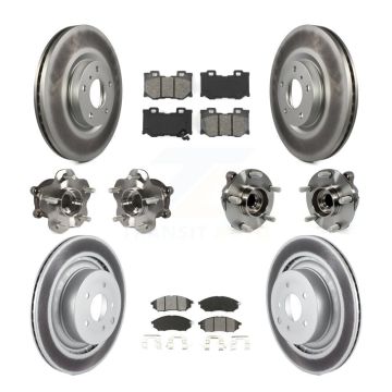 Front Rear Hub Bearings Coated Disc Brake Rotors And Pads Kit (10Pc) For Nissan 370Z KBB-112151