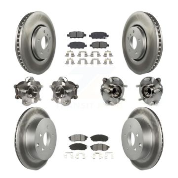 Front Rear Hub Bearing Coated Disc Brake Rotor Pads Kit (10Pc) For INFINITI FX35 FX37 RWD KBB-112152