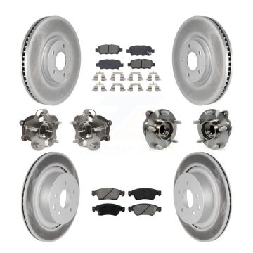 Front Rear Hub Bearings Coated Disc Brake Rotors And Pads Kit (10Pc) For INFINITI G35 Q60 KBB-112153