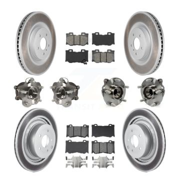 Front Rear Hub Bearing Coated Brake Rotor & Pad Kit (10Pc) For 2009-2013 INFINITI G37 RWD KBB-112155