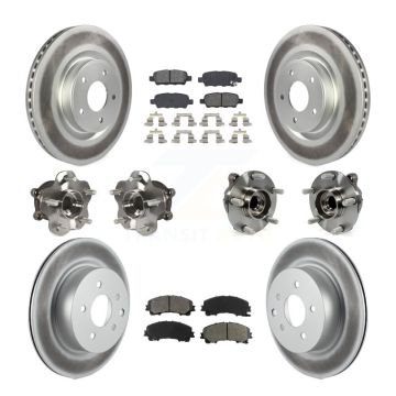 Front Rear Hub Bearing Coated Brake Rotor Pads Kit (10Pc) For 2016-2017 INFINITI QX50 RWD KBB-112158