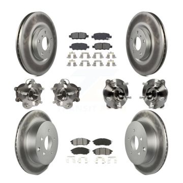 Front Rear Hub Bearing Coated Brake Rotor Pads Kit (10Pc) For 2015-2017 INFINITI QX70 AWD KBB-112159