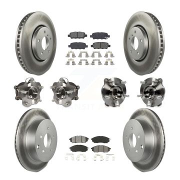 Front Rear Hub Bearing Coated Disc Brake Rotor Pads Kit (10Pc) For INFINITI FX35 FX37 AWD KBB-112161
