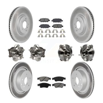 Front Rear Hub Bearings Coated Disc Brake Rotors And Pads Kit (10Pc) For INFINITI G35 Q60 KBB-112162