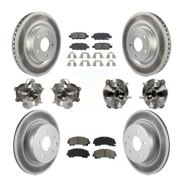 Front Rear Hub Bearing Coated Brake Rotor Pads Kit (10Pc) For 2016-2017 INFINITI QX50 AWD KBB-112166