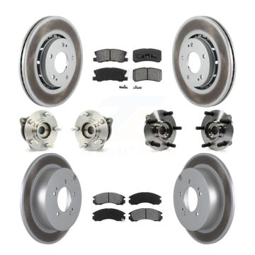 Front Rear Hub Bearing Coated Disc Brake Rotors And Pads Kit (10Pc) For Mitsubishi Lancer KBB-112167
