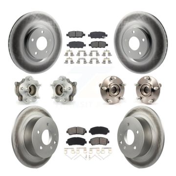 Front Rear Hub Bearings Coated Disc Brake Rotors And Pads Kit (10Pc) For Nissan Sentra KBB-112169