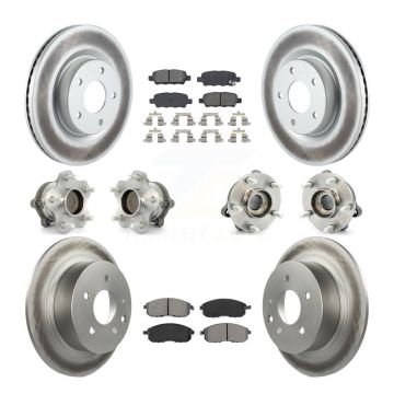 Front Rear Hub Bearings Coated Disc Brake Rotors And Pads Kit (10Pc) For Nissan Altima KBB-112172