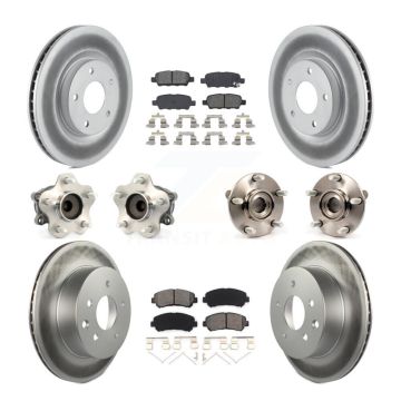Front Rear Hub Bearing Coated Disc Brake Rotor Pad Kit (10Pc) For Nissan Rogue Select FWD KBB-112178