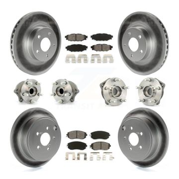 Front Rear Hub Bearings Coated Disc Brake Rotors And Pads Kit (10Pc) For Subaru Impreza KBB-112179
