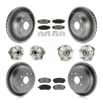 Front Rear Hub Bearings Coated Disc Brake Rotors And Pads Kit (10Pc) For Subaru Impreza KBB-112180