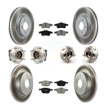 Front Rear Hub Bearing Coated Disc Brake Rotor & Pad Kit (10Pc) For Volvo S40 C30 V50 C70 KBB-112192