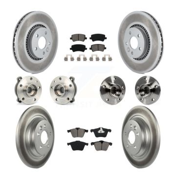 Front Rear Hub Bearing Coated Brake Rotor Pads Kit (10Pc) For Volvo S60 V60 Cross Country KBB-112195