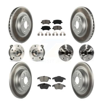 Front Rear Hub Bearing Coated Disc Brake Rotor Pad Kit (10Pc) For 2013-2014 Volvo S60 AWD KBB-112196