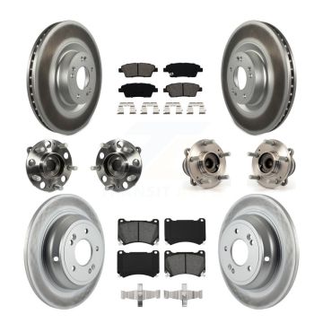 Front Rear Hub Bearing Coat Brake Rotor Pad Kit (10Pc) For 2012-2014 Hyundai Genesis 5.0L KBB-112197