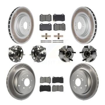 Front Rear Hub Bearing Coated Disc Brake Rotor & Pad Kit (10Pc) For Hyundai Genesis Coupe KBB-112198