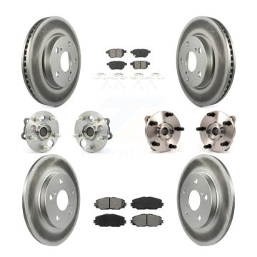 Front Rear Hub Bearing Coated Disc Brake Rotor And Pads Kit (10Pc) For 2008-2015 Scion xB KBB-112200