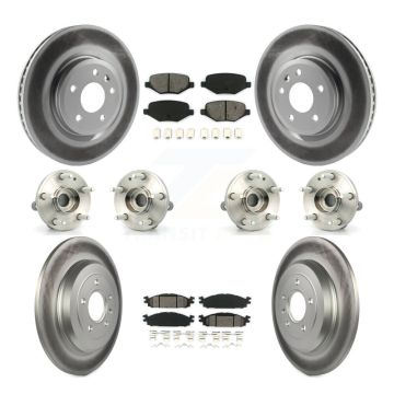 Front Rear Hub Bearings Coated Disc Brake Rotors And Pads Kit (10Pc) For Ford Explorer KBB-112207