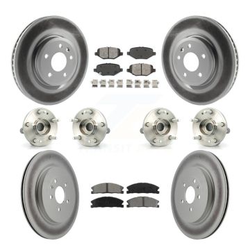Front Rear Hub Bearing Coated Brake Rotor And Pad Kit (10Pc) For 2013 Ford Explorer Sport KBB-112209