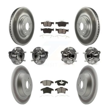 Front Rear Hub Bearing Coated Disc Brake Rotor Pad Kit (10Pc) For Ford Fusion Lincoln MKZ KBB-112214