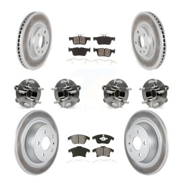 Front Rear Hub Bearings Coated Disc Brake Rotors And Pads Kit (10Pc) For Ford Fusion KBB-112215