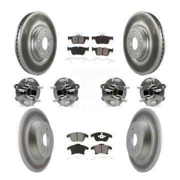 Front Rear Hub Bearings Coated Disc Brake Rotors And Pads Kit (10Pc) For Lincoln MKZ KBB-112216
