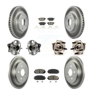 Front Rear Hub Bearing Coated Disc Brake Rotor & Pads Kit (10Pc) For Toyota Prius Plug-In KBB-112217